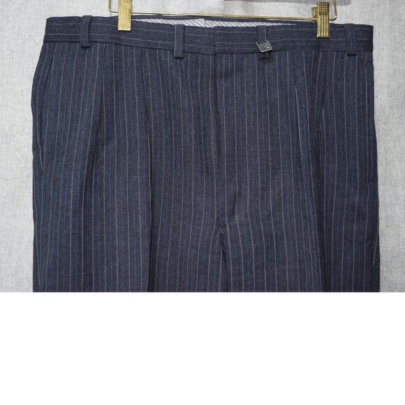 Vintage Pierre Cardin Navy Pinstripe Wool Dress Pants 36x32 - Picture 2 of 3